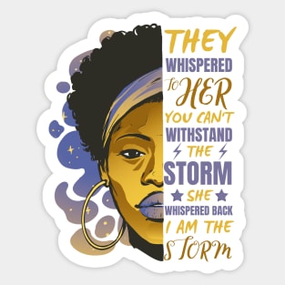 African Woman Afro I Am The Storm Black History Month Sticker